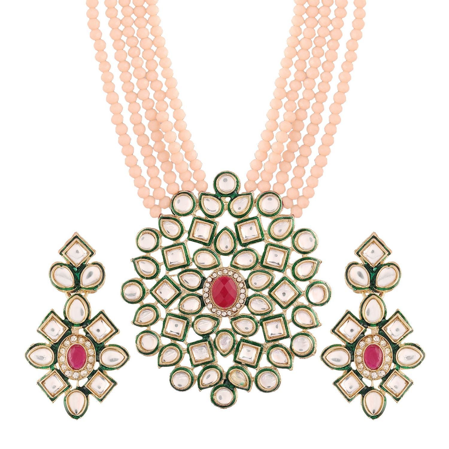 Lambodara Cream Pearl & Kundan Mala