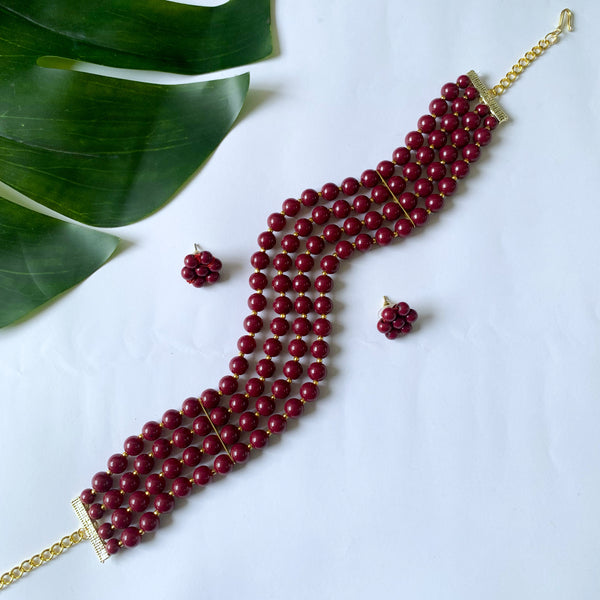 Liana Maroon Choker Set