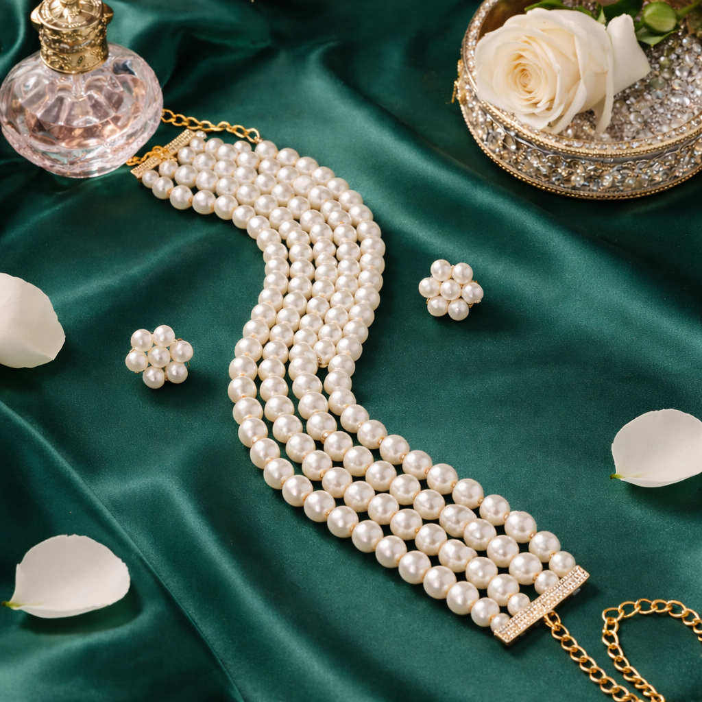 Liana White Choker Set