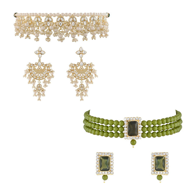 (Pack of 2) Kundan & Pearl Jewellery Set