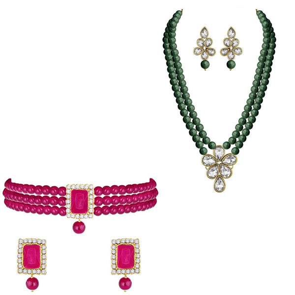 (Pack of 2) Kundan & Pearl Jewellery Set