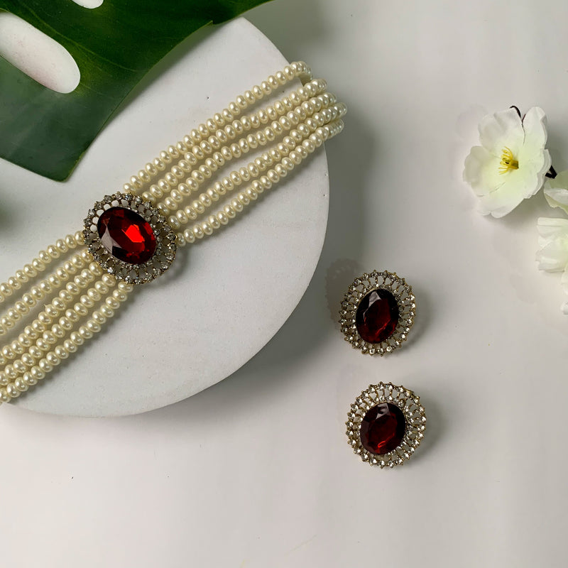 Roop Maroon Choker Set