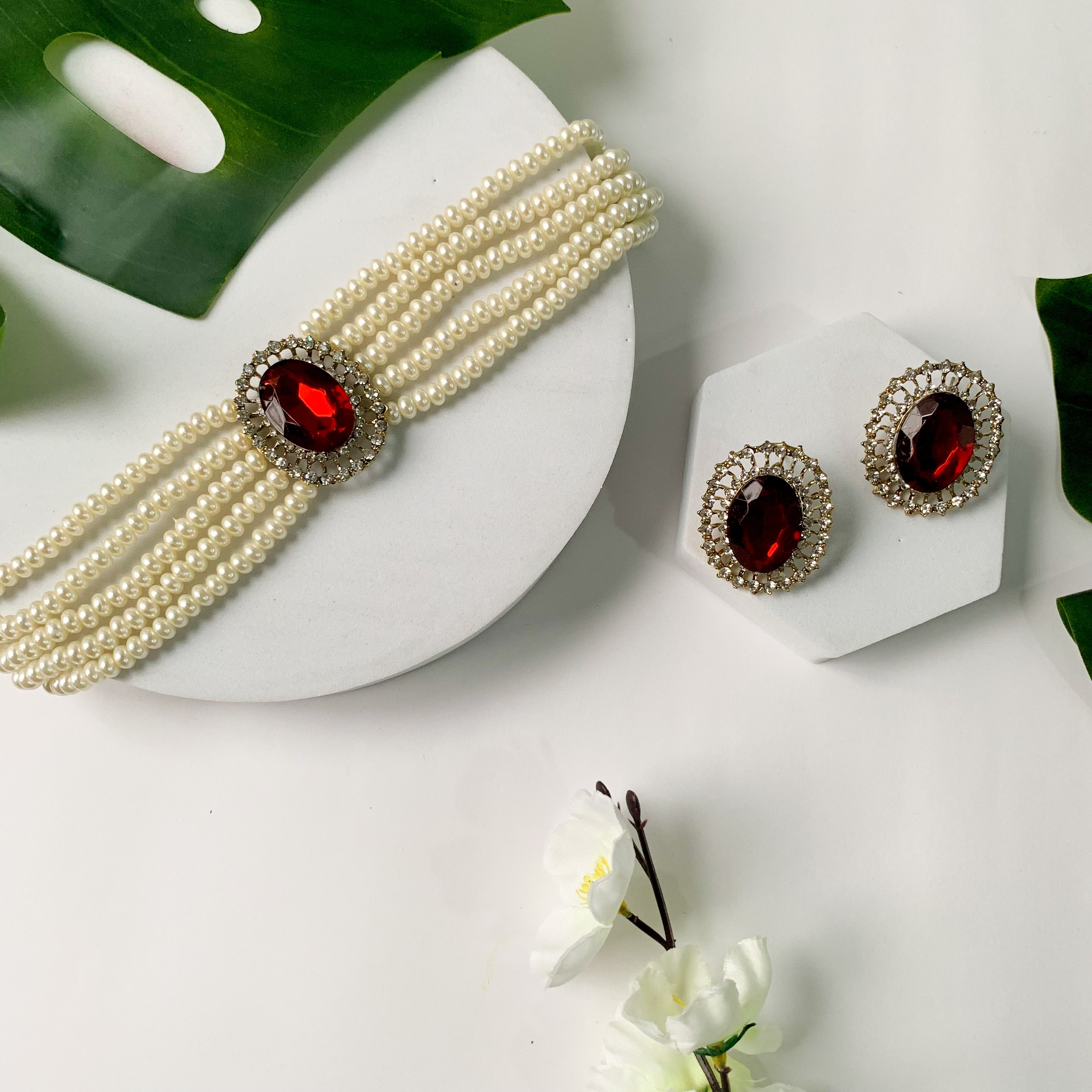 Roop Maroon Choker Set