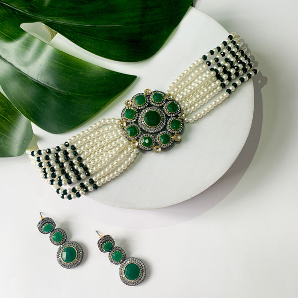 Aliaa Green Choker Set