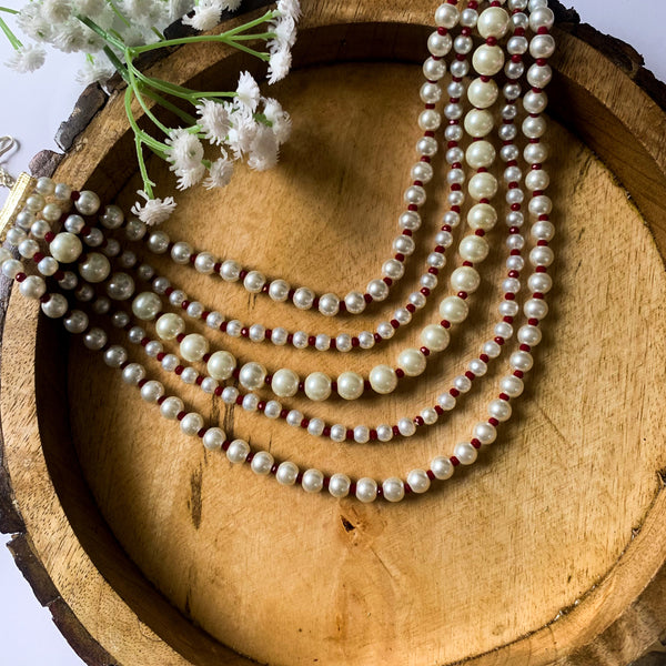 ISHA Maroon Pearl Necklace Set