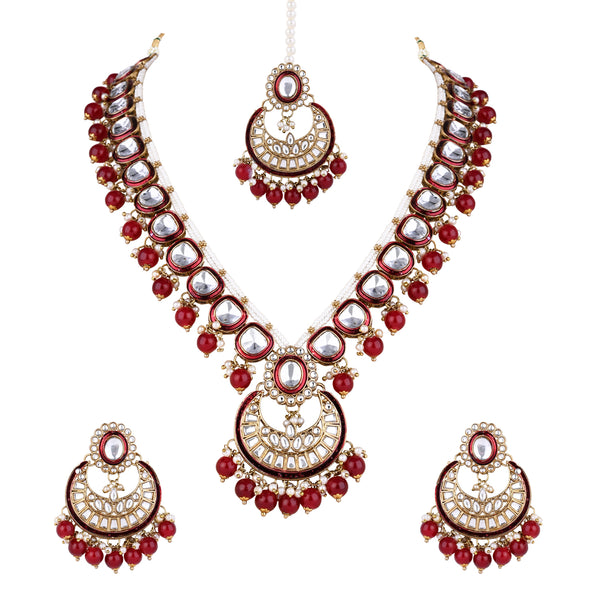 "AHVI" Maroon Necklace Set