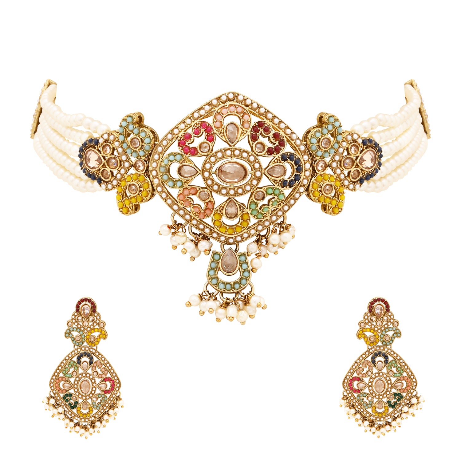Classic Beauty – Kundan Pearl Choker Set