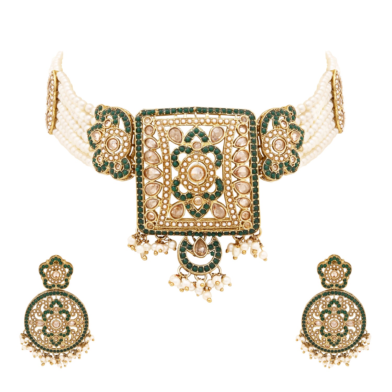 Pearl Choker with Antique Kundan Work- Festive Look