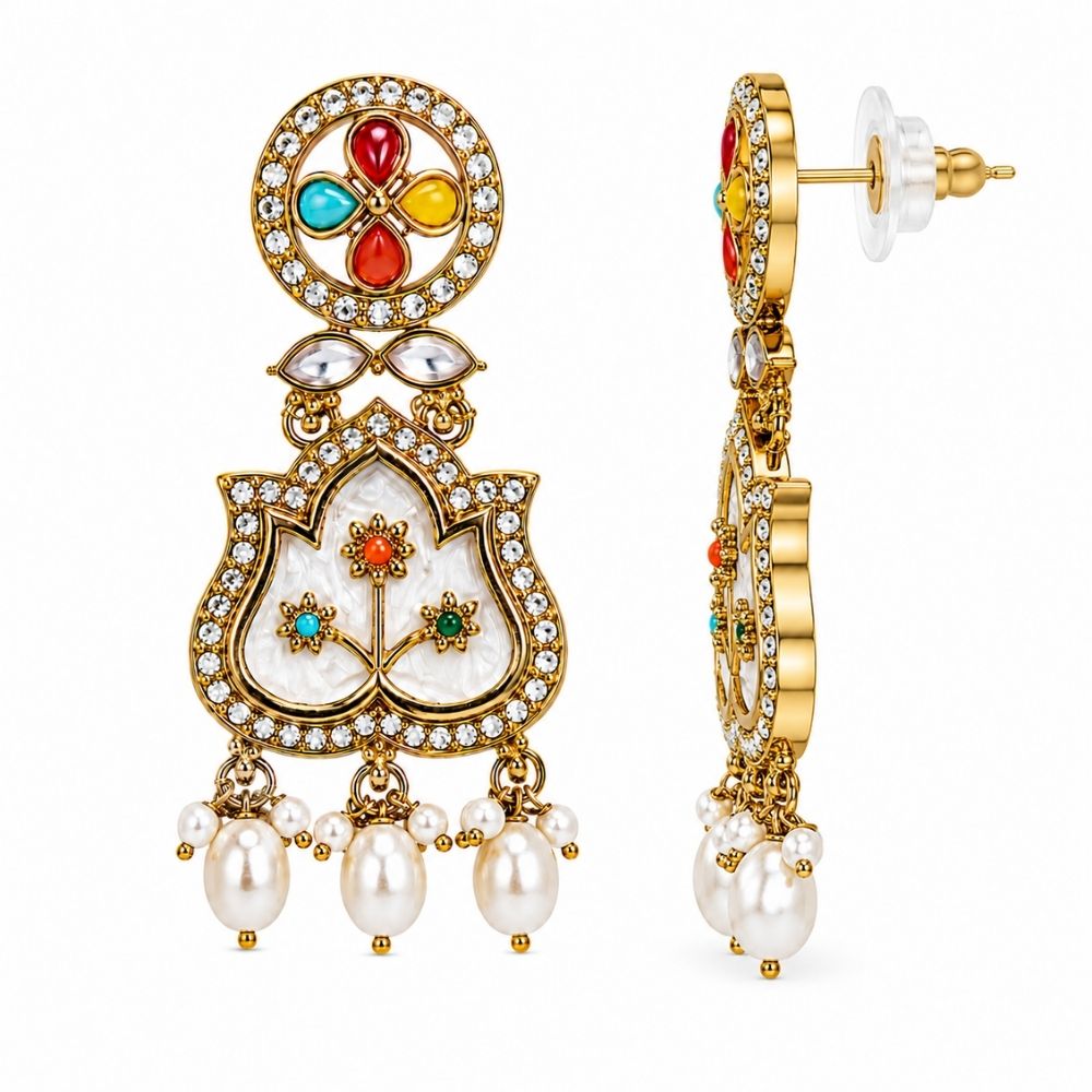 Aarshita- Multi-Color Mother of Pearls Choker Necklace Set with Pearls