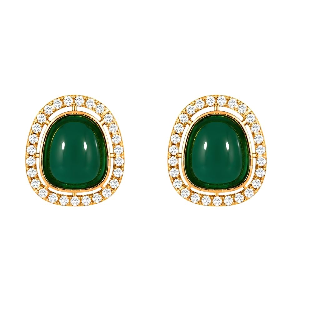 Ekashi- Green Stone Pearl Choker Necklace Set