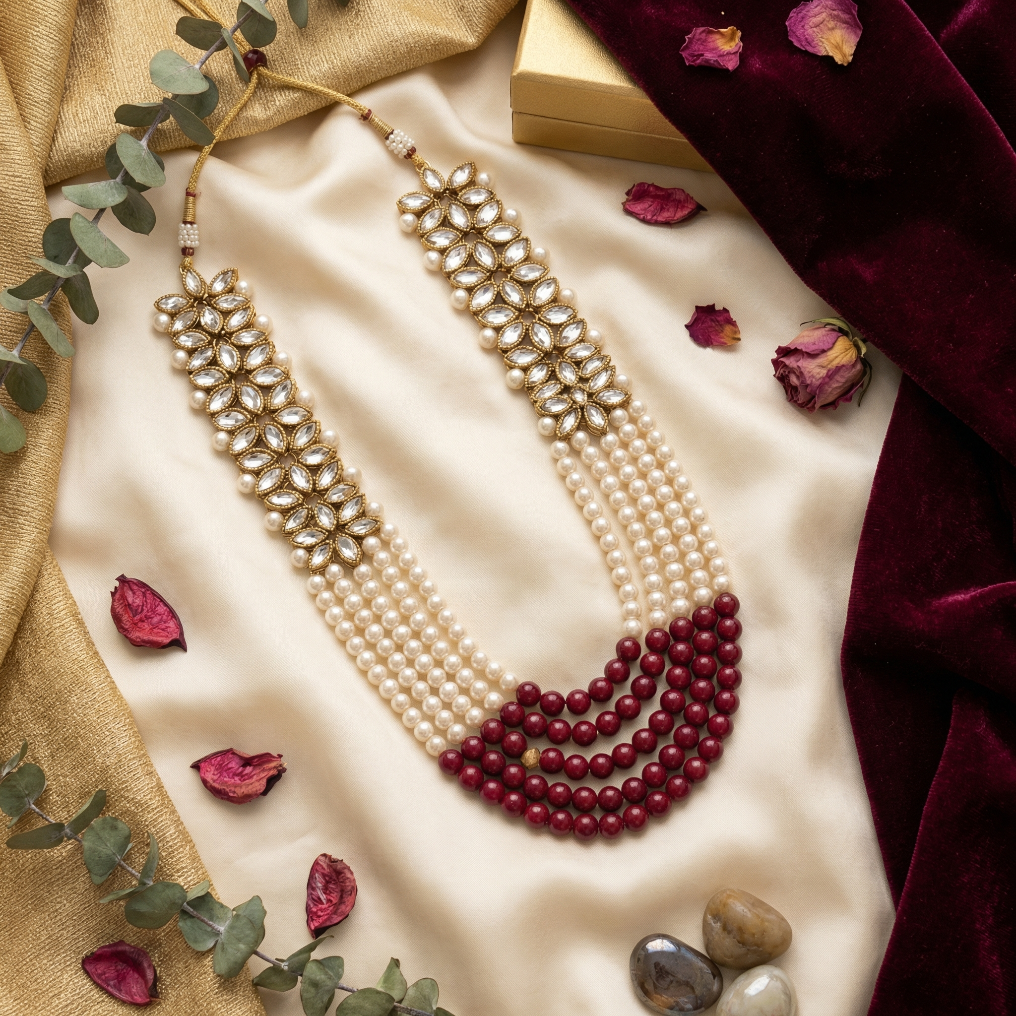 Abhishek Maroon Necklace