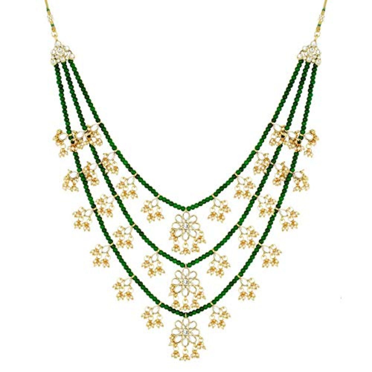 Siddhivinayak Green Pearl & Kundan Mala