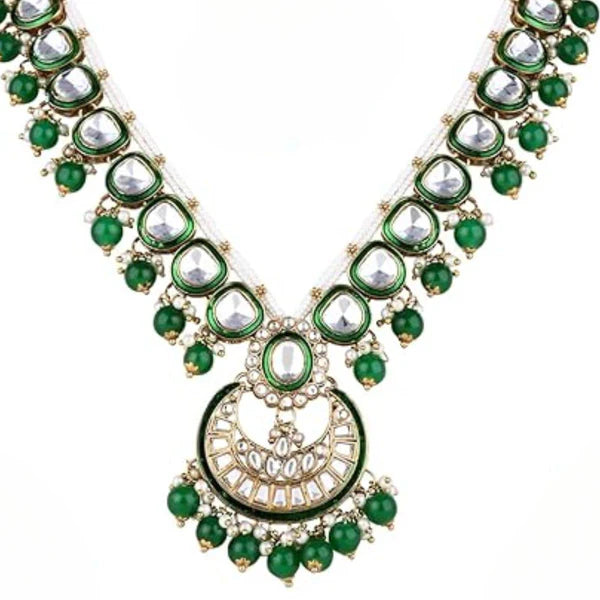 Pramukhaya – Green Kundan Long Mala with Beads