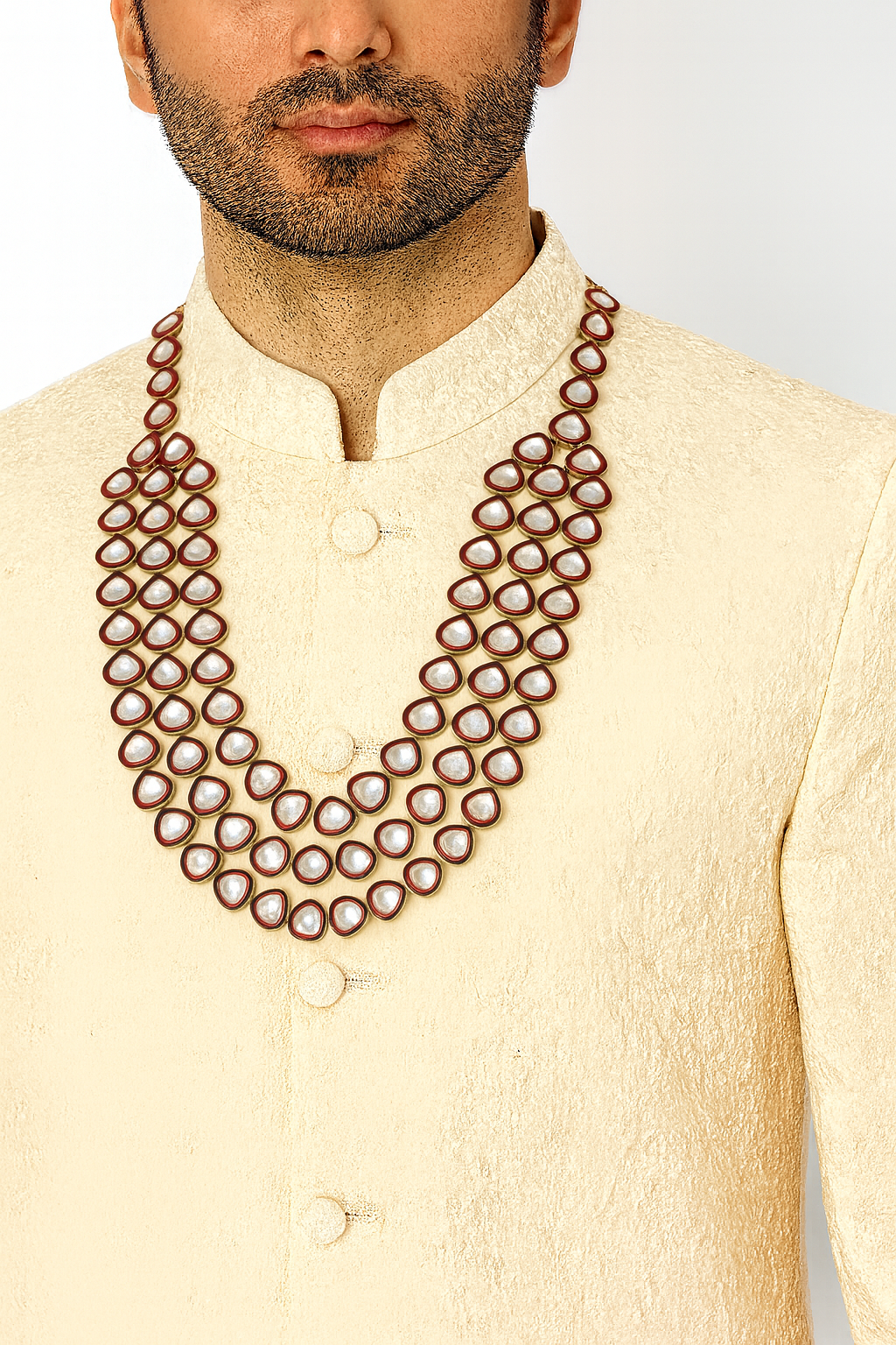 Kairav Maroon Necklace For Men