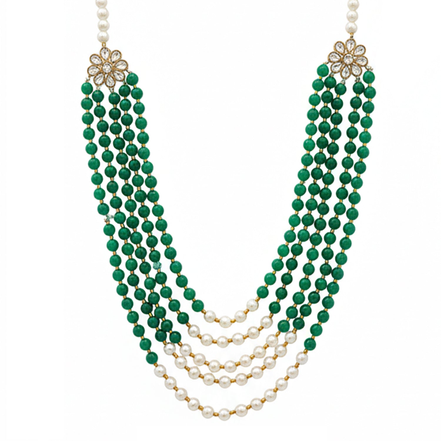 Rehan - Green Beaded Multi-Layer Mala Necklace