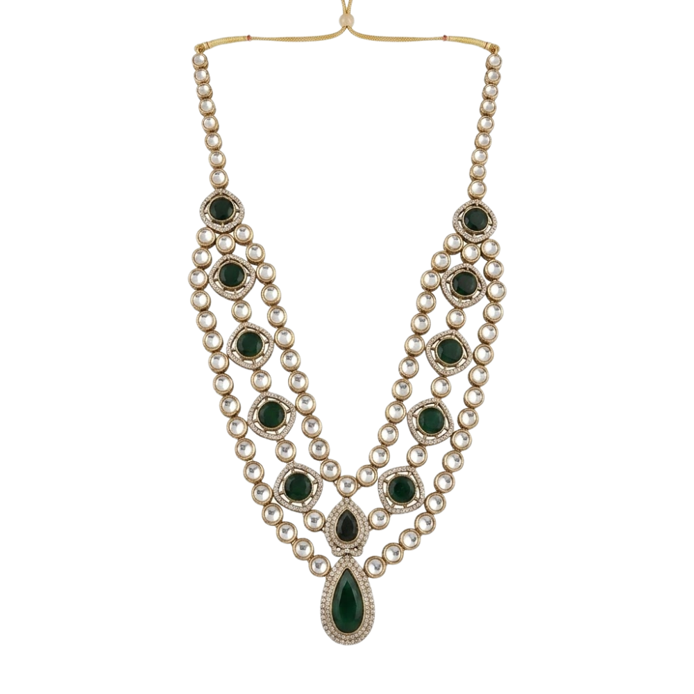 Shaurya- Emerald Elegance Double Layer Polki Mala