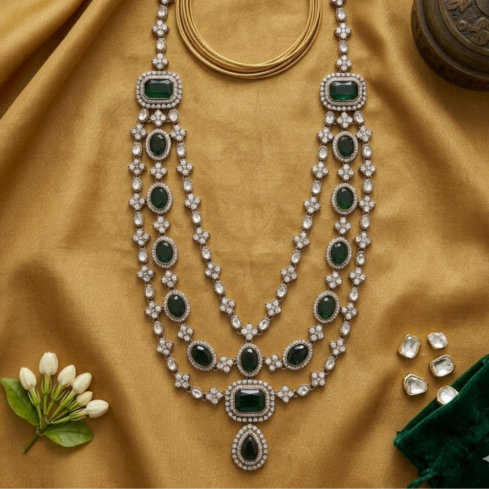Lakshya- Royal Emerald Layered Mala