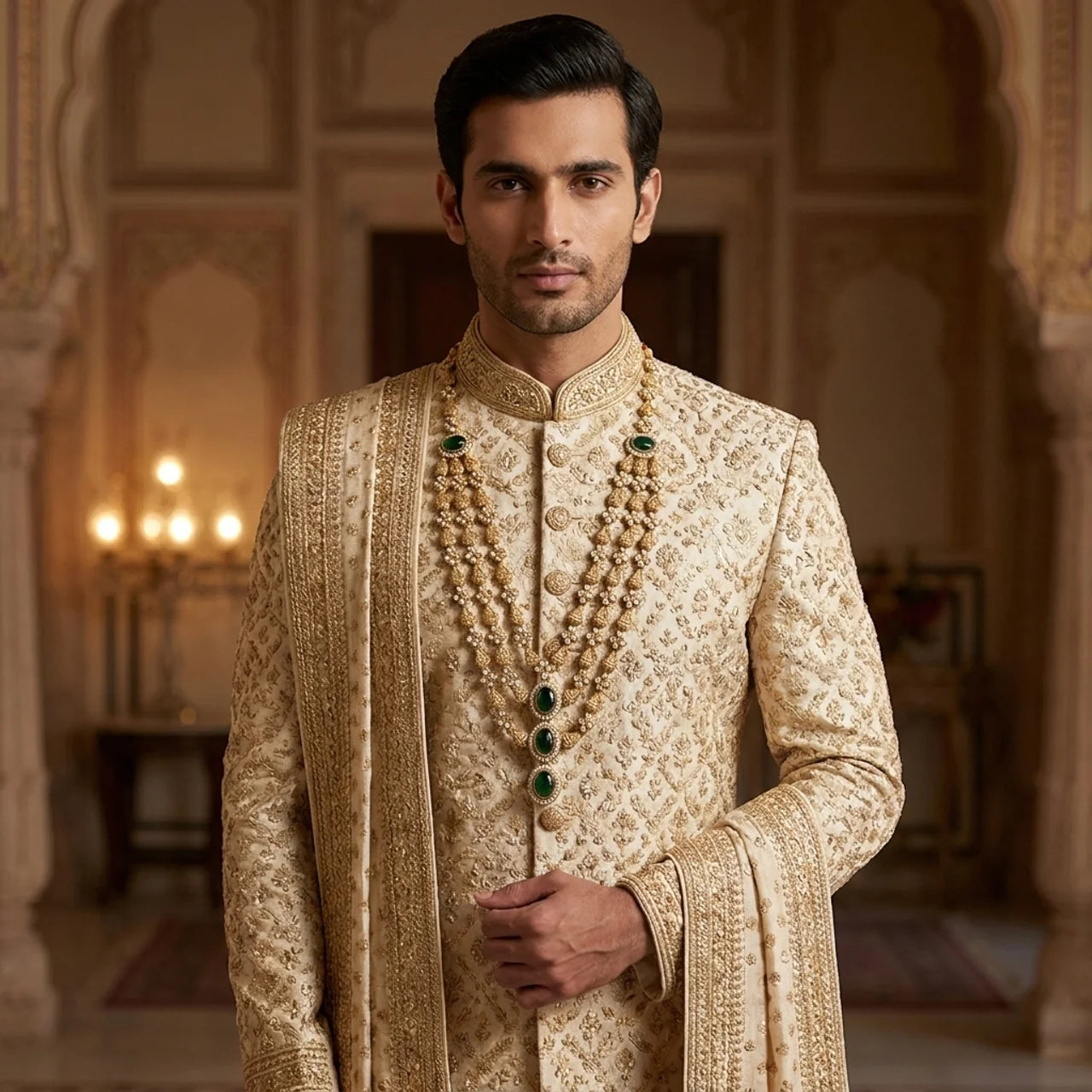 Laxman- Heritage Emerald Multi-Layer Mala