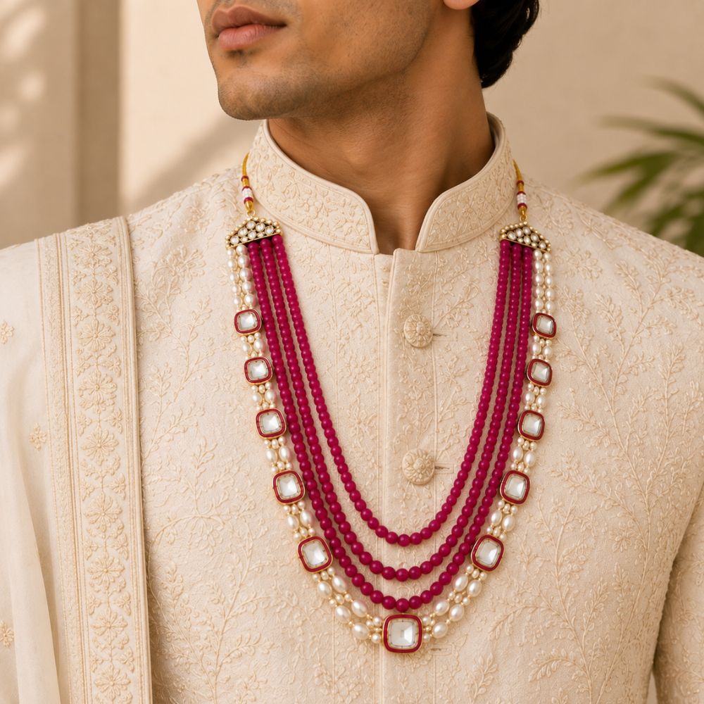 Vendansh-Royal Kundan Pearl Layered Mala Necklace