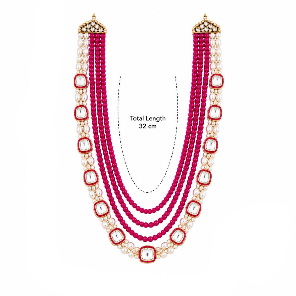 Vendansh-Royal Kundan Pearl Layered Mala Necklace
