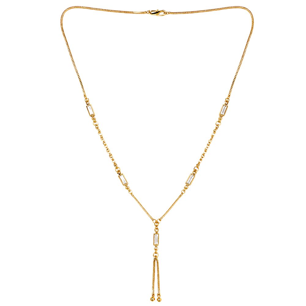 Lissa- Minimalist Gold Necklace with Baguette Stones