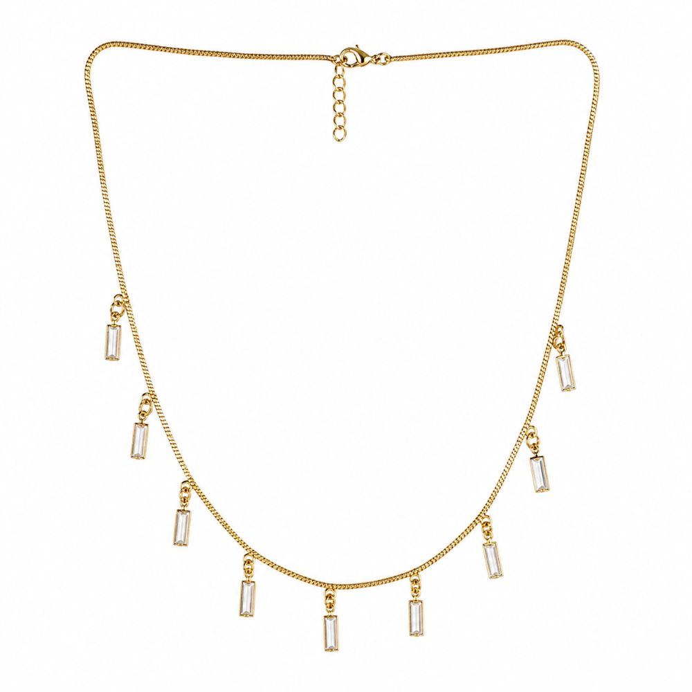 Leola- Elegant Baguette Stone Drop Necklace