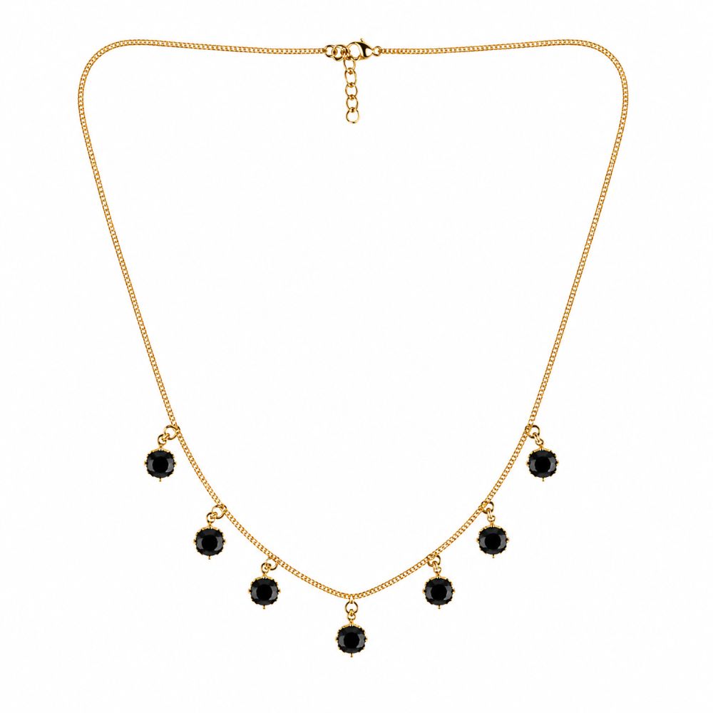 Keeva- Minimalist Black Crystal Charm Necklace