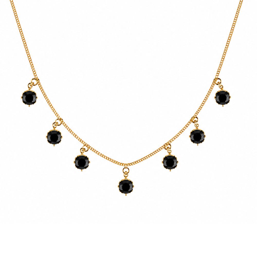 Keeva- Minimalist Black Crystal Charm Necklace