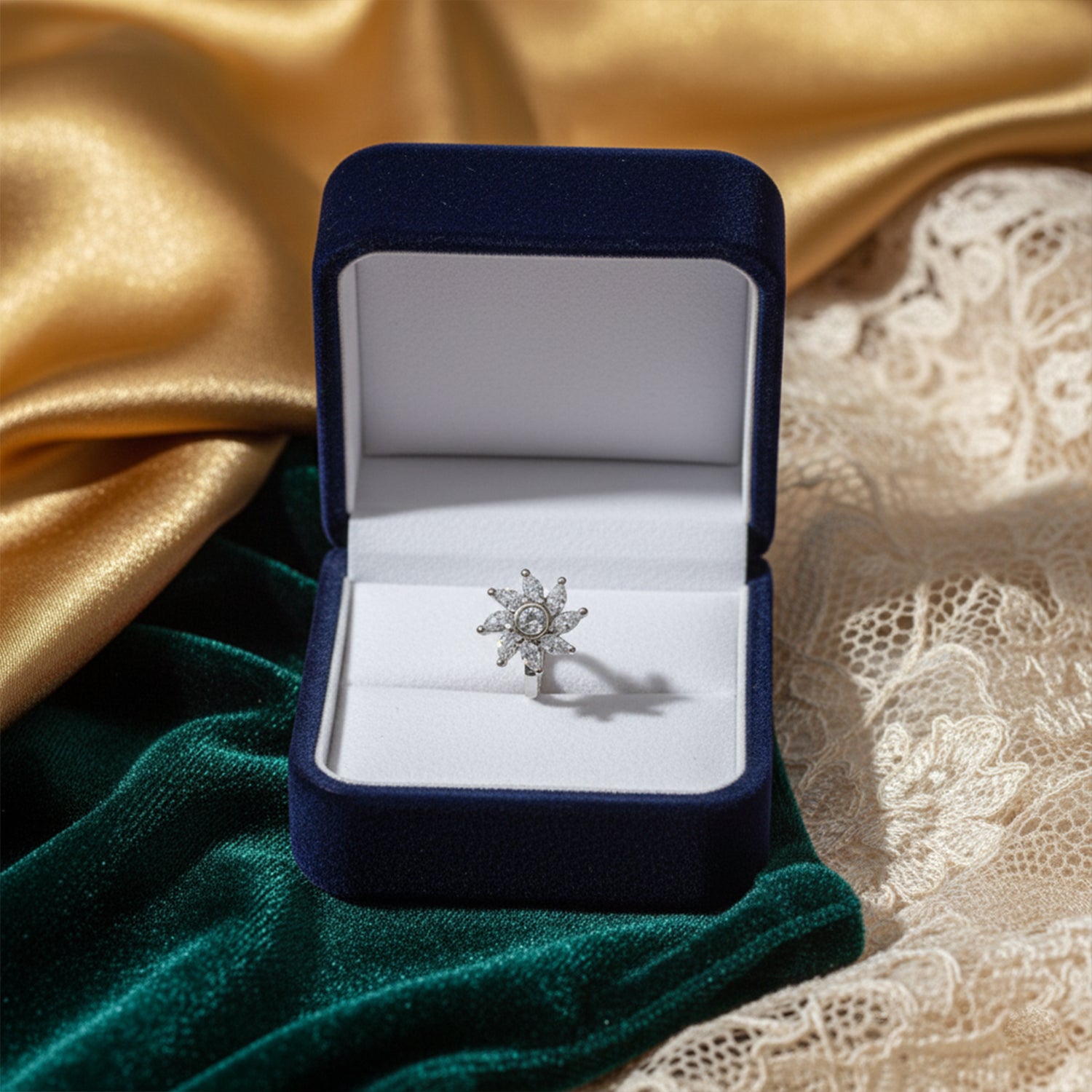 Aavisha - Stylish American Diamond Floral Nose Pin