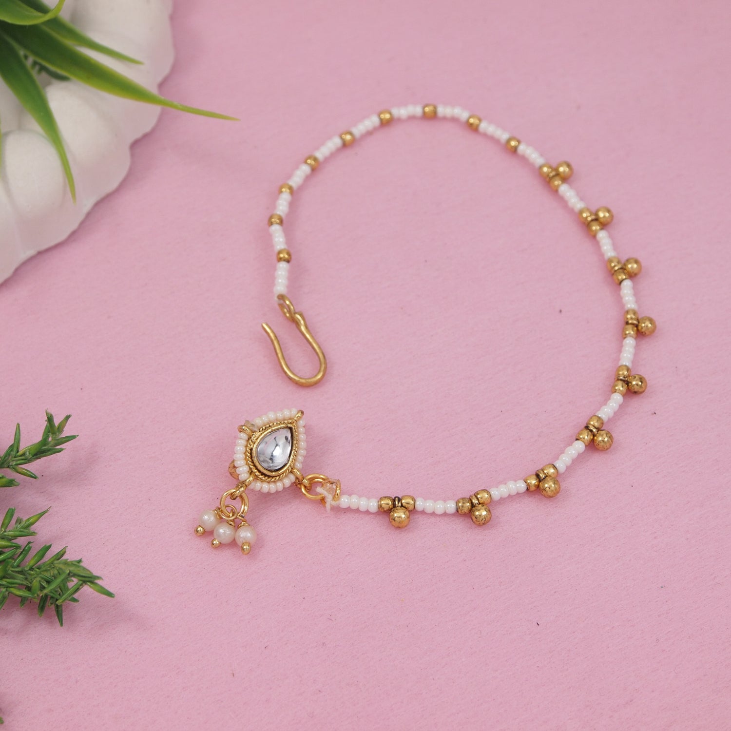Dhanya - White Nose Ring