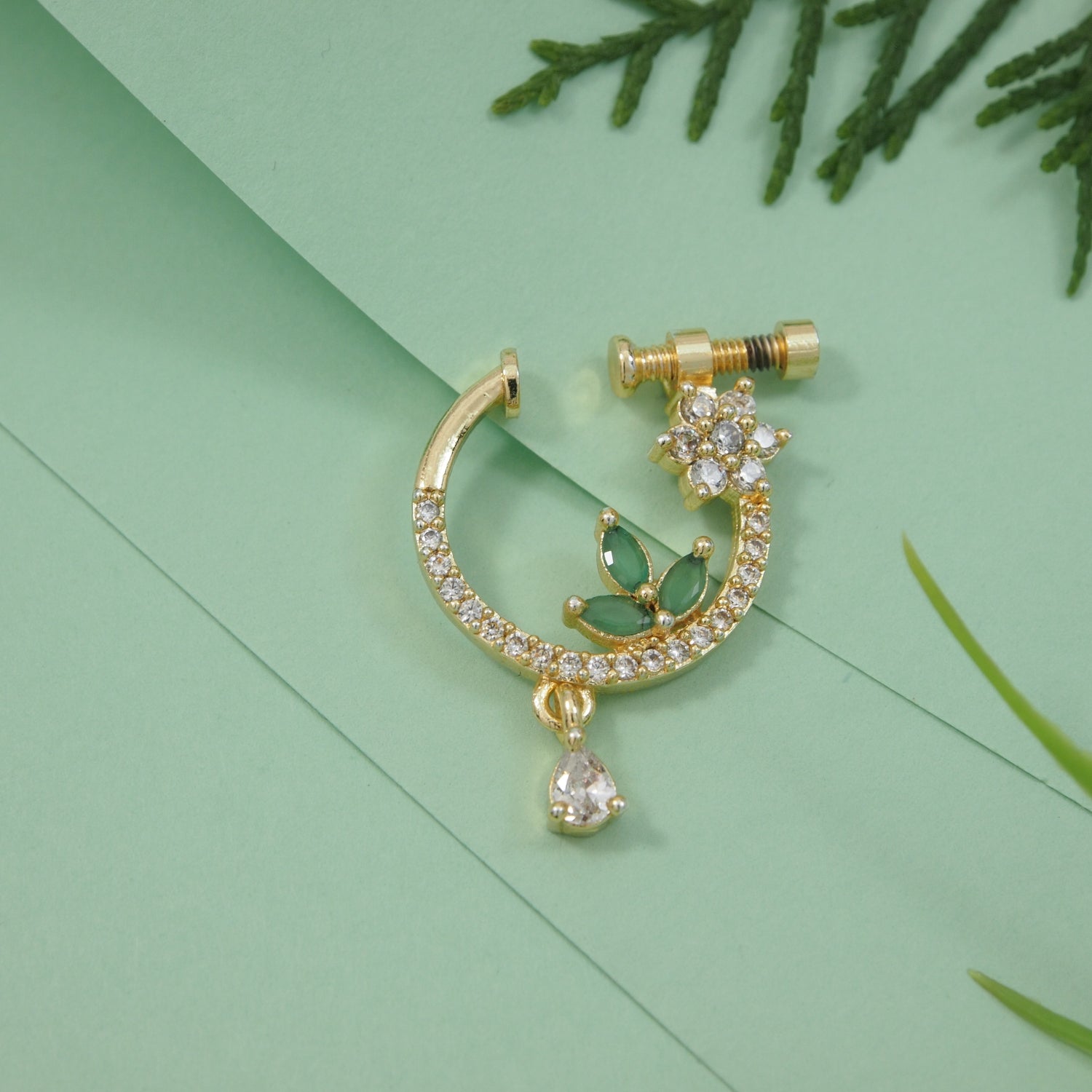 Jashvika- Green Nose Ring