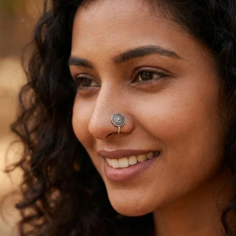 Tiara-Oxidised Floral Motif Assorted Nose Pin Set