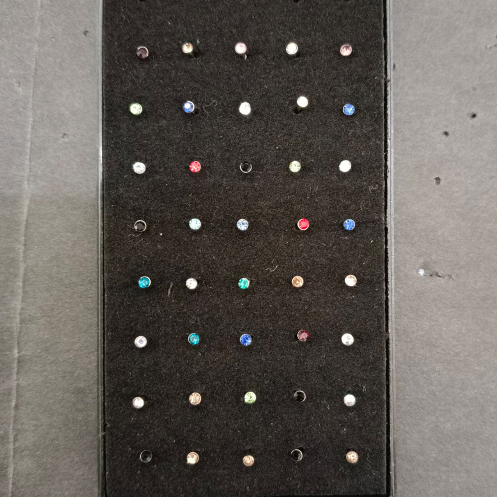 Nysa-Multicolor Crystal Stud Nose Pin Combo Set (Pack of 40)