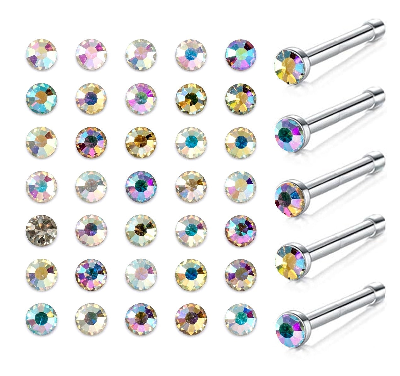 Eily- Crystal Solitaire Stud Nose Pin Set (Pack of 40)