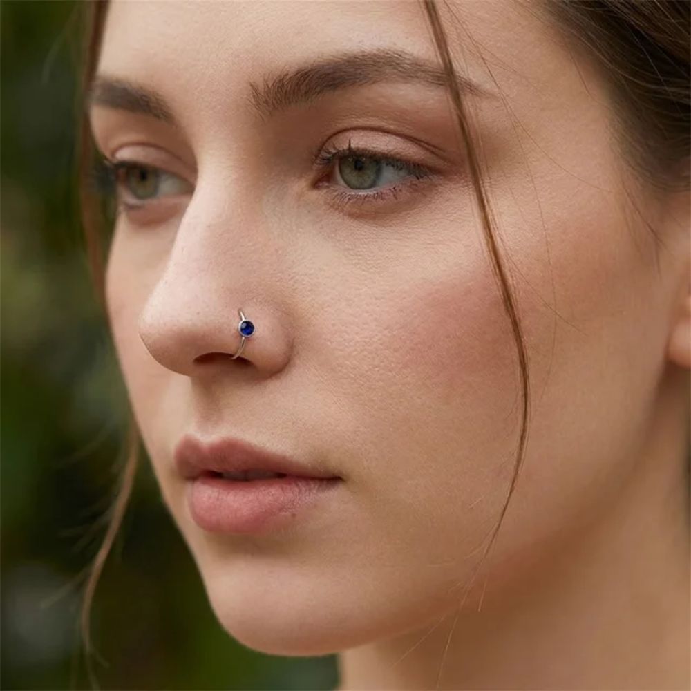 Reva-Multicolor Crystal Hoop Style Nose Ring Set