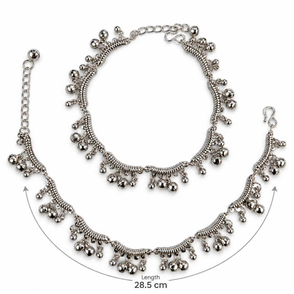 Sohra- Oxidised Silver Ghungroo Anklets