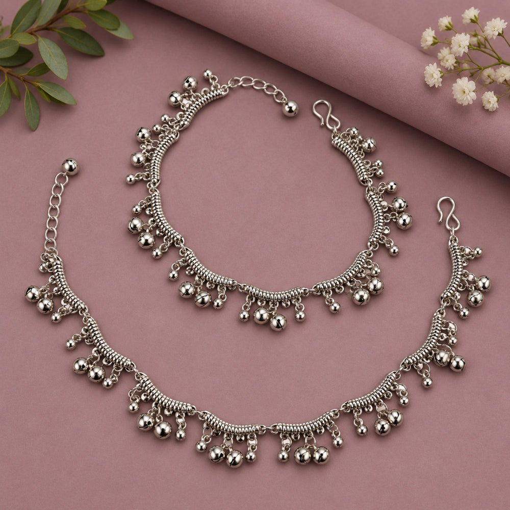 Sohra- Oxidised Silver Ghungroo Anklets