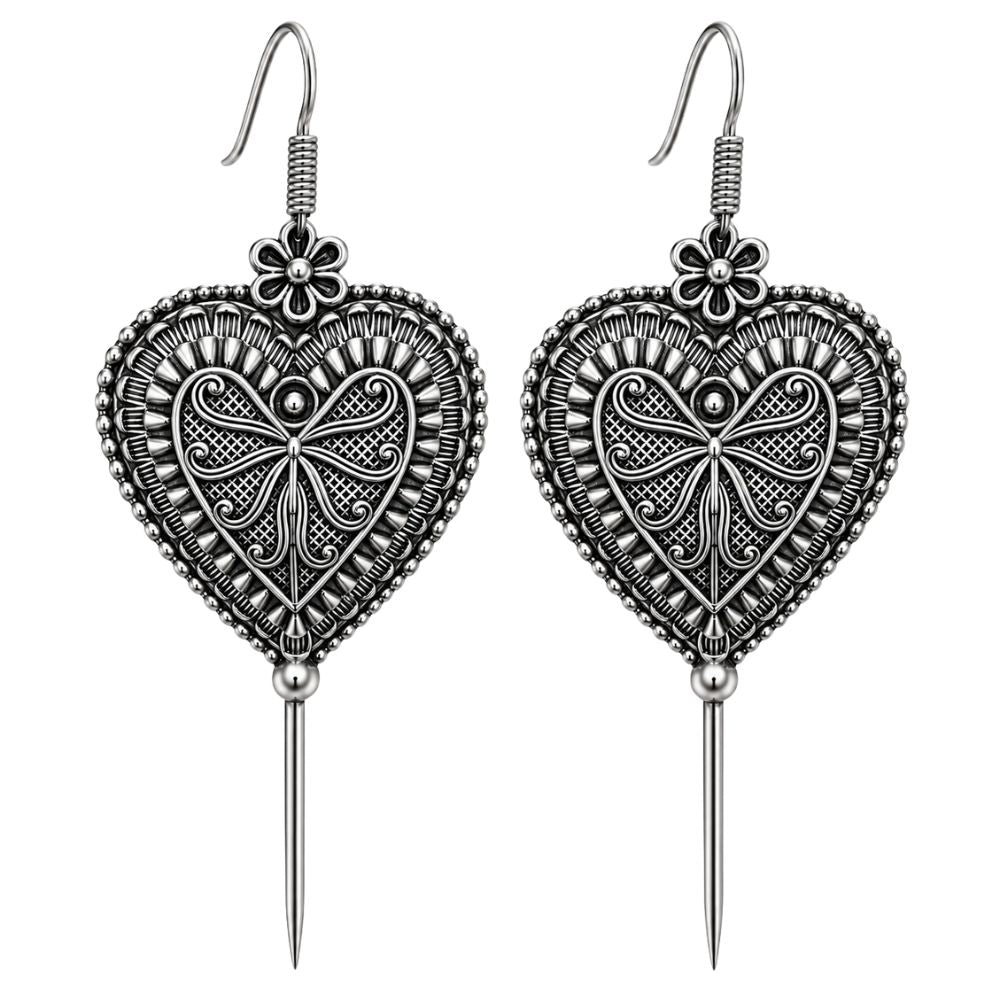 Naivika- Oxidised Silver Heart Bugadi Ear Cuff