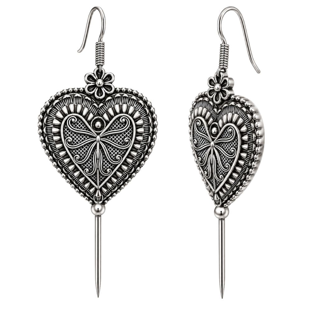 Naivika- Oxidised Silver Heart Bugadi Ear Cuff