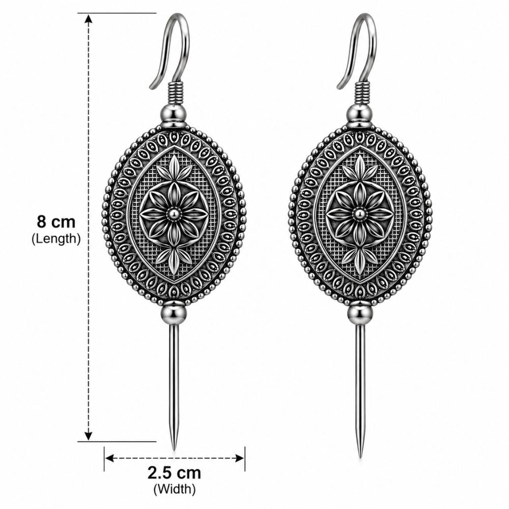 Mitnashi- Oxidised Silver Floral Bugadi Ear Cuff