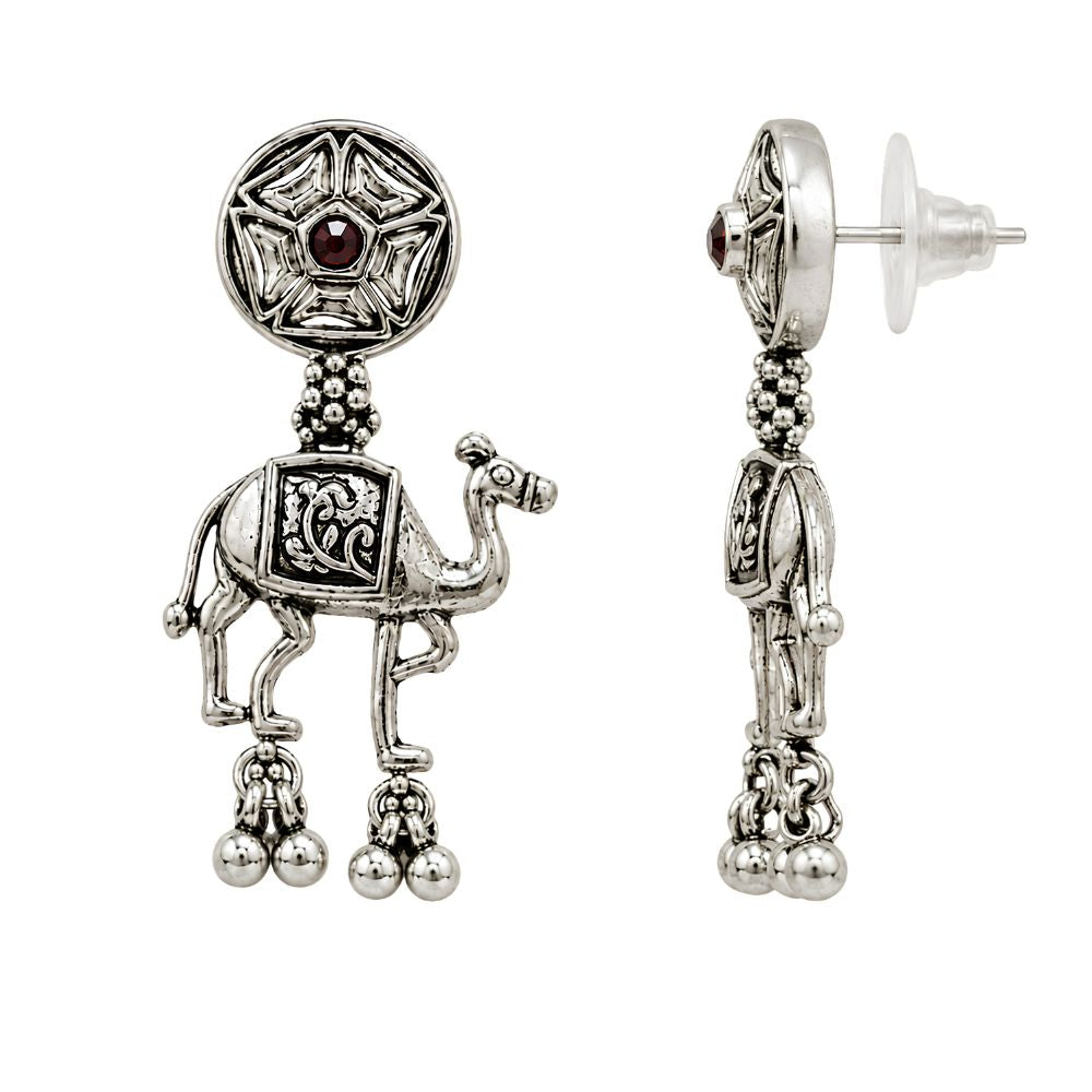 Prabhavi -Oxidised Silver Camel Charm Necklace Set