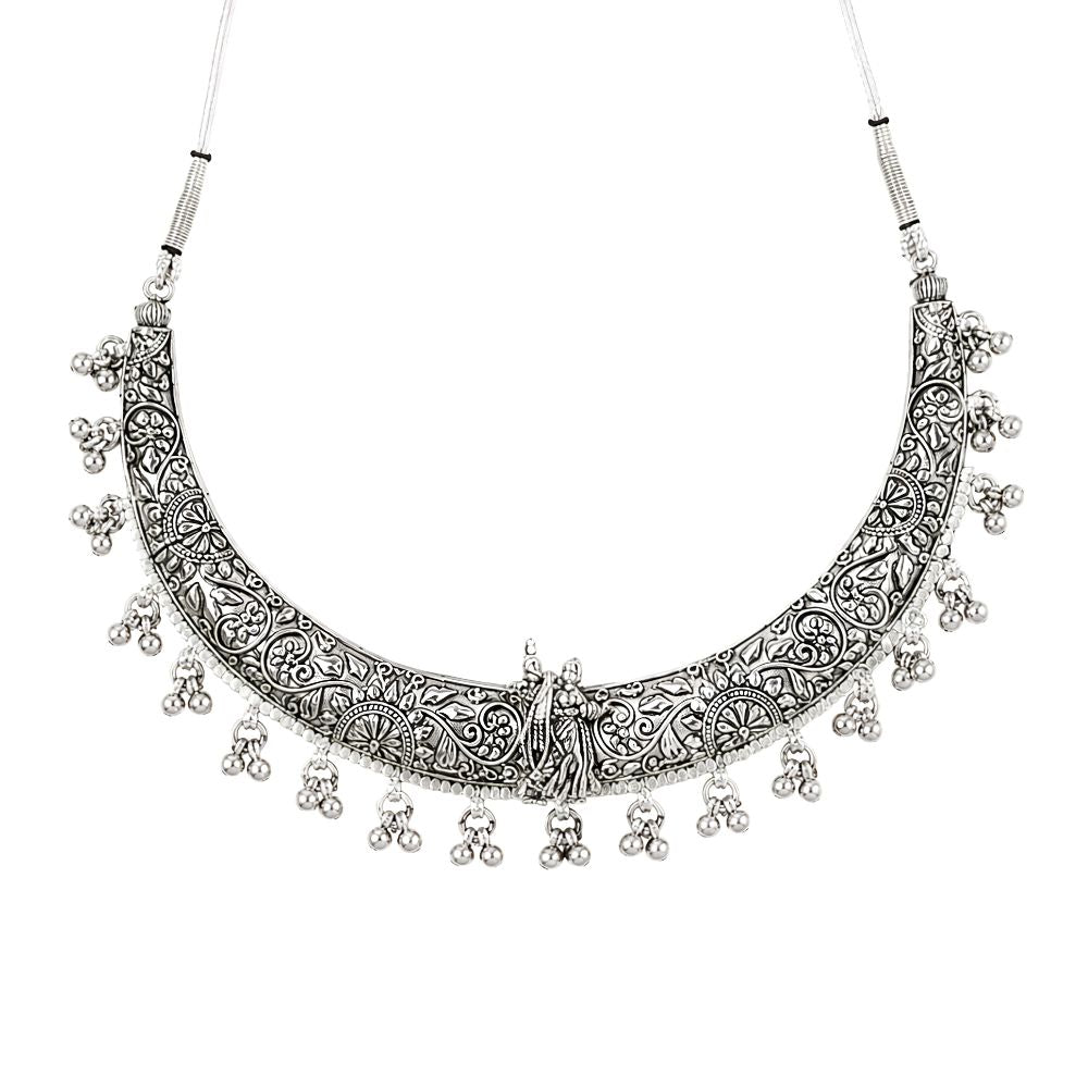 Kishori- Oxidised Silver Radha Krishna Choker Set