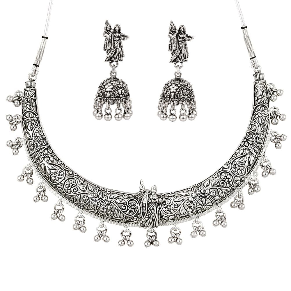 Kishori- Oxidised Silver Radha Krishna Choker Set