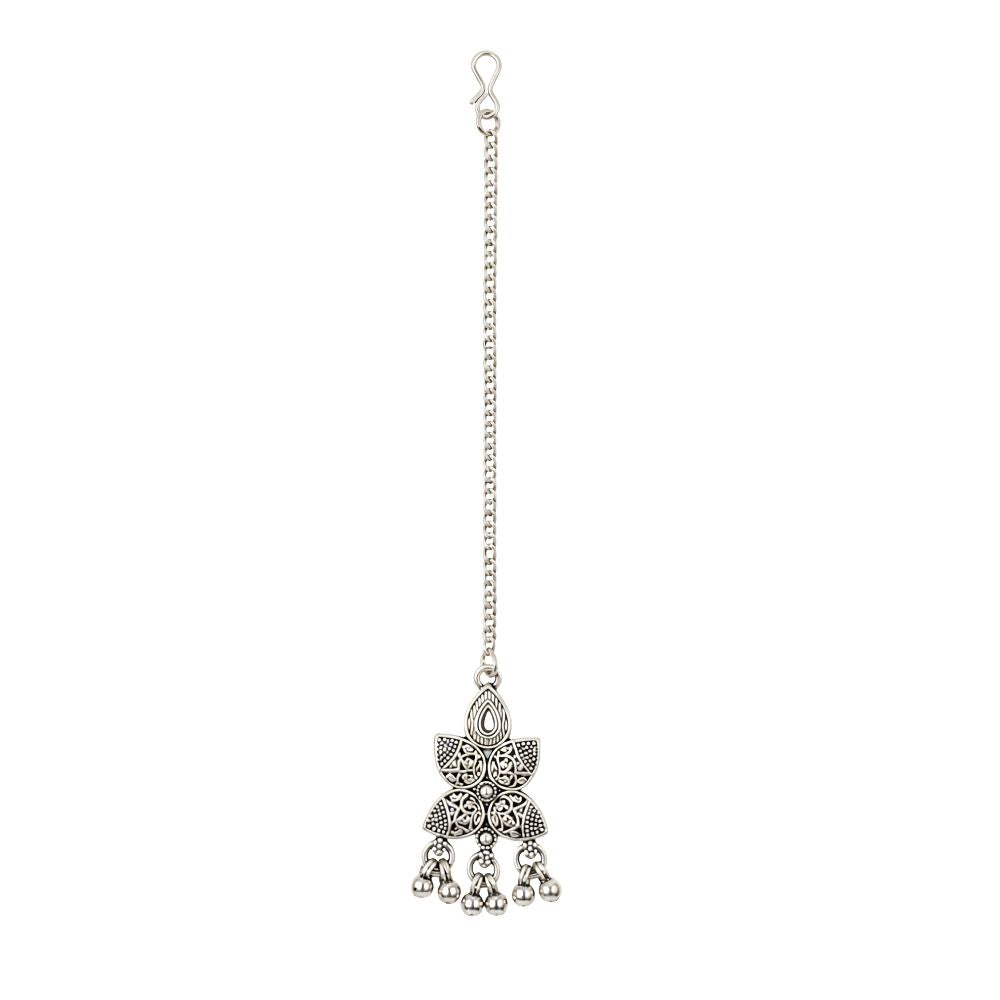 Evara- Oxidised Silver Floral Choker Jewellery Set