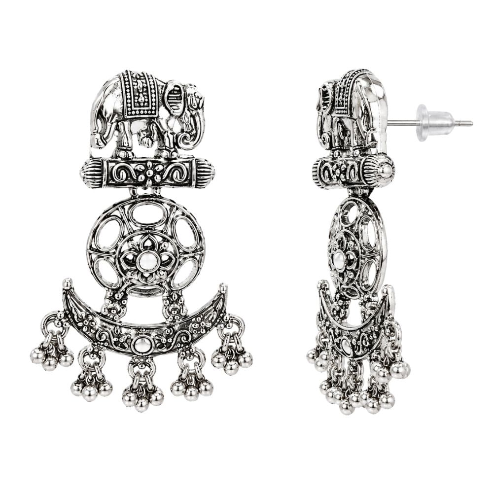 Vaelika- Oxidised Silver Elephant Necklace Set