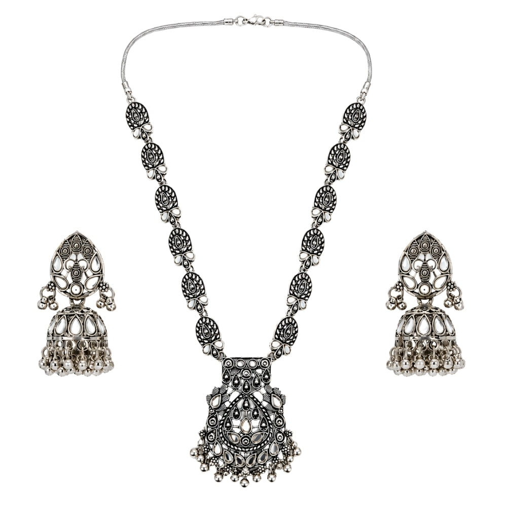 Aruvi- Oxidised Silver Statement Necklace Set