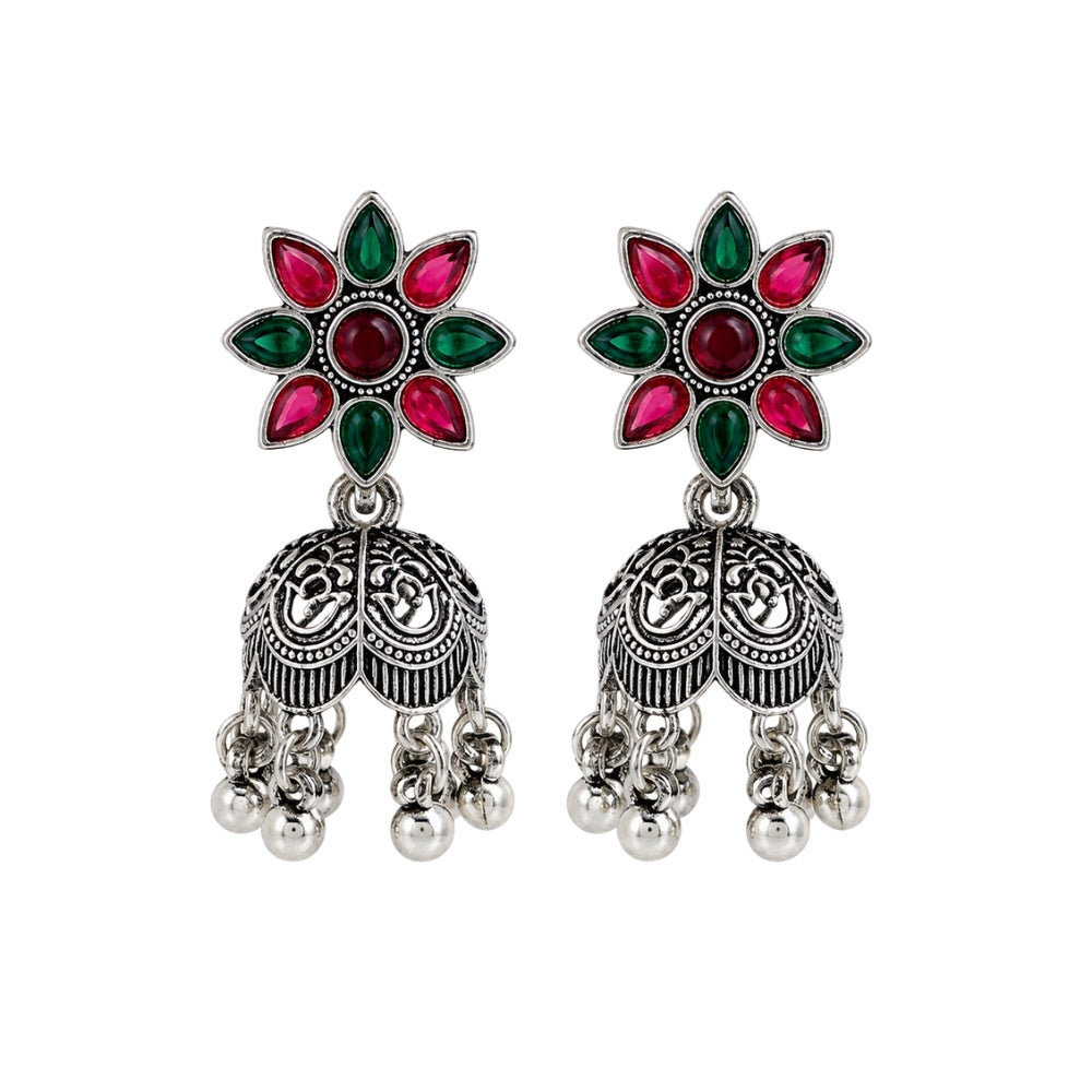 Dakshina- Oxidised Silver Multicolour Pendant Necklace Set