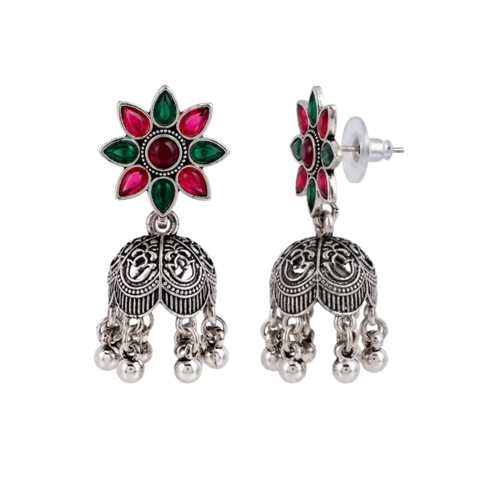 Dakshina- Oxidised Silver Multicolour Pendant Necklace Set