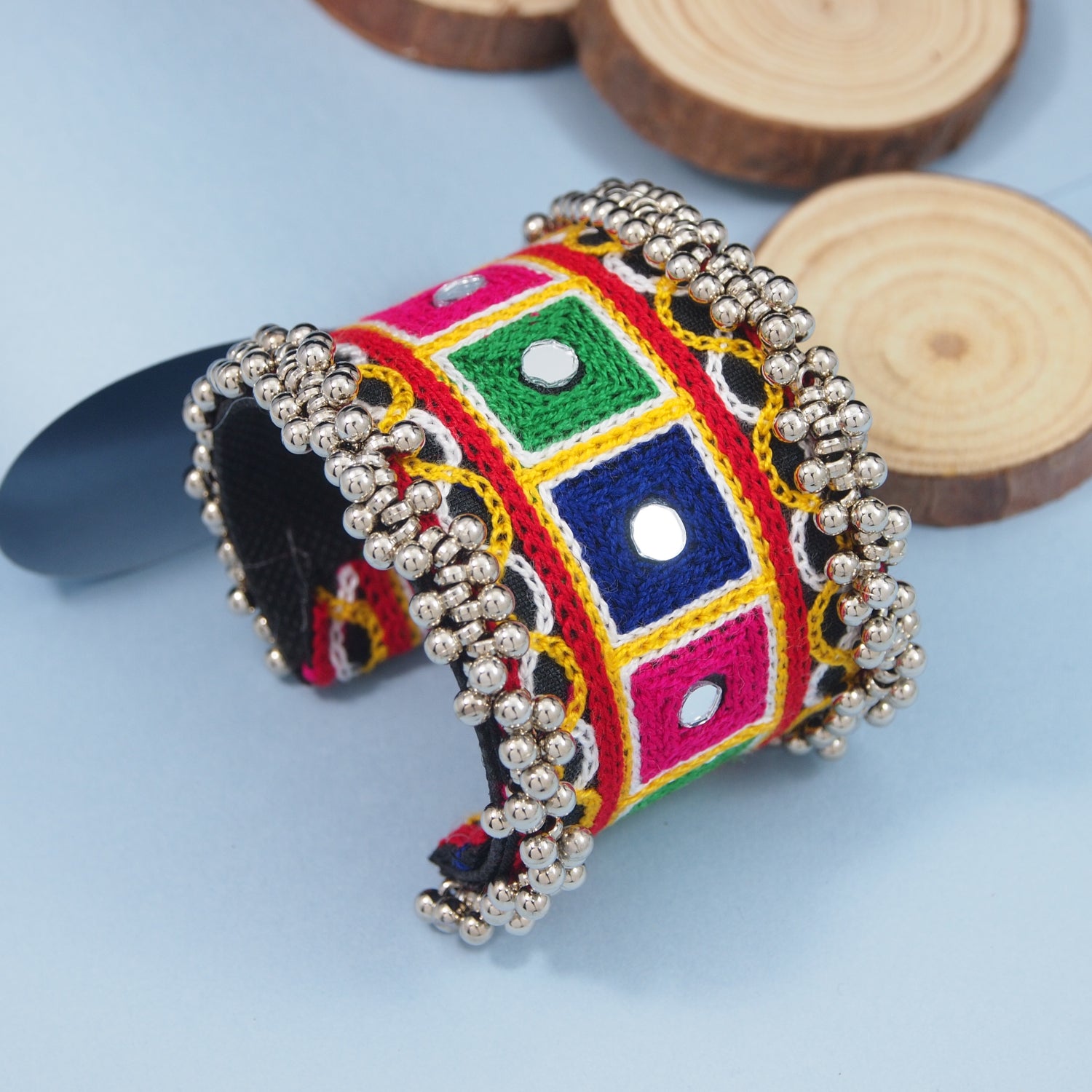 Colorful Handcrafted Navratri Kada with Embroidery