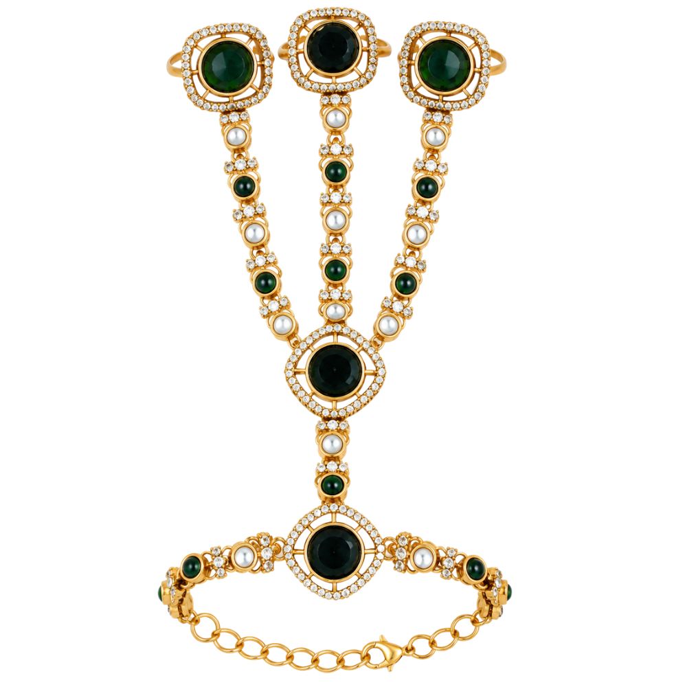 Neelam-  Green Stone Three-Finger Hath Panja